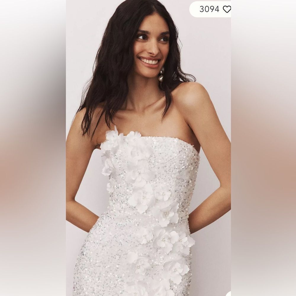 Anthropologie Helsi Liliana Strapless Floral Appliqué Stretch Sequin Midi Dress